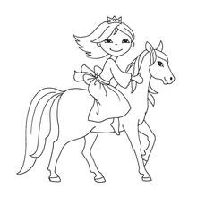 Coloriage Princesse chevauchant son cheval