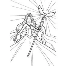 Coloriage Princesse tenant un sceptre à oiseau