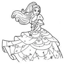 Coloriage Princesse Barbie en robe de bal
