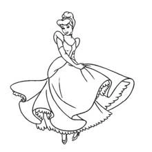 Coloriage Princesse Cendrillon tenant sa robe de bal