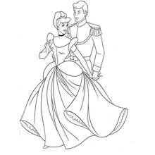 Coloriage Cendrillon dansant avec son prince