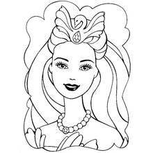 Coloriage Barbie avec une coiffe en forme de cygne