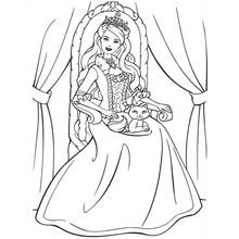 Coloriage Princesse assise sur son trône avec son chat