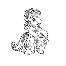 Coloriage Princesse poney en robe et tiare