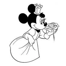 Coloriage Princesse Minnie sentant une rose