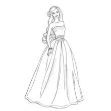 Coloriage Barbie en robe longue élégante