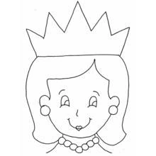 Coloriage Reine souriante avec couronne et perles