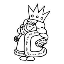 Coloriage Reine avec une grande couronne et une cape de fourrure