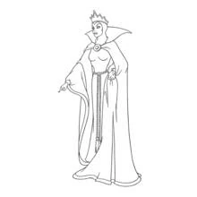 Coloriage Reine maléfique désignant du doigt avec un regard mystérieux