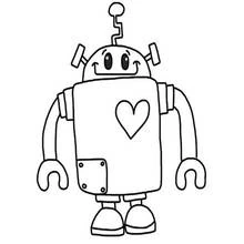 Coloriage Robot avec un cœur sur le torse Coloriage Robot avec un cœur sur le torse