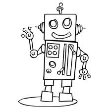 Coloriage Robot qui fait coucou Coloriage Robot qui fait coucou