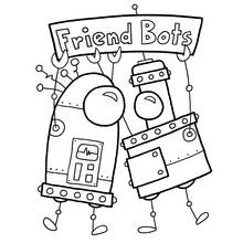 Coloriage Robot amis debout côte à côte Coloriage Robot amis debout côte à côte