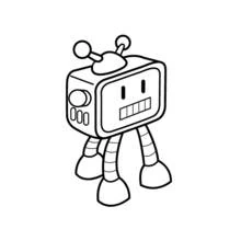 Coloriage Robot à tête en forme de télévision Coloriage Robot à tête en forme de télévision