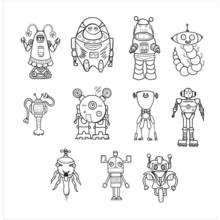 Coloriage Collection de onze robots personnages Coloriage Collection de onze robots personnages