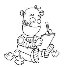 Coloriage Robot écrivant sur un carnet Coloriage Robot écrivant sur un carnet
