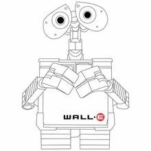 Coloriage Robot Wall-E debout mains jointes Coloriage Robot Wall-E debout mains jointes