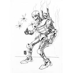 Coloriage Robot debout devant un mur endommagé Coloriage Robot debout devant un mur endommagé