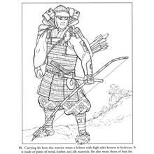 Coloriage Samouraï tenant un arc Coloriage Samouraï tenant un arc