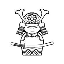 Coloriage Samouraï avec casque kabuto et katana Coloriage Samouraï avec casque kabuto et katana