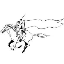 Coloriage Samouraï à cheval avec une bannière Coloriage Samouraï à cheval avec une bannière
