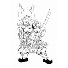 Coloriage Samouraï brandissant son sabre Coloriage Samouraï brandissant son sabre