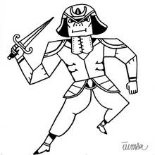 Coloriage Samouraï avec une épée levée Coloriage Samouraï avec une épée levée