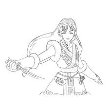 Coloriage Samouraï tenant une épée Coloriage Samouraï tenant une épée