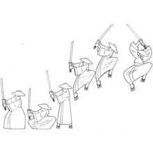 Coloriage Samouraï Jack dégainant son sabre en plusieurs poses Coloriage Samouraï Jack dégainant son sabre en plusieurs poses