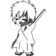 Coloriage Samouraï enfant portant une épée sur l'épaule Coloriage Samouraï enfant portant une épée sur l'épaule