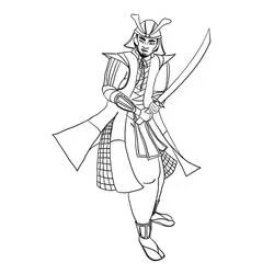 Coloriage Samouraï tenant son épée Coloriage Samouraï tenant son épée