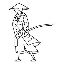 Coloriage Samouraï marchant avec une longue épée Coloriage Samouraï marchant avec une longue épée