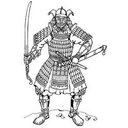 Coloriage Guerrier samouraï en armure complète Coloriage Guerrier samouraï en armure complète