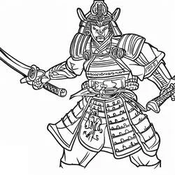 Coloriage Samouraï dégainant son sabre Coloriage Samouraï dégainant son sabre