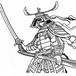 Coloriage Samouraï dégainant son sabre Coloriage Samouraï dégainant son sabre