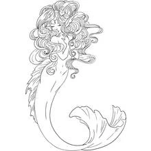 Coloriage Sirène aux cheveux bouclés flottants