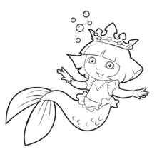 Coloriage Dora en sirène avec couronne d'étoiles