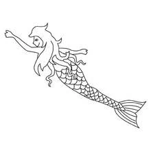 Coloriage Sirène nageant le bras tendu