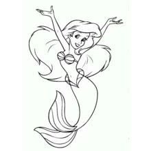 Coloriage Sirène Ariel nageant les bras levés