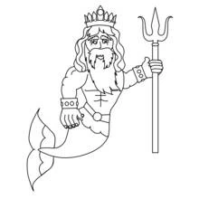 Coloriage Roi triton tenant son trident