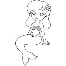 Coloriage Sirène assise avec une fleur dans les cheveux