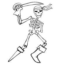 Coloriage Squelette pirate brandissant une épée