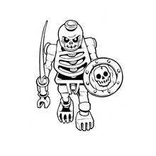 Coloriage Squelette guerrier avec épée et bouclier