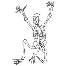 Coloriage Squelette sautant les bras levés