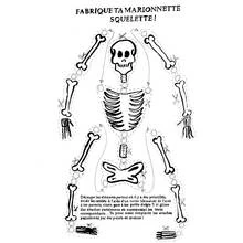 Coloriage Squelette à découper pour fabriquer une marionnette