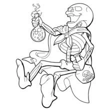 Coloriage Squelette pirate tenant une fiole fumante