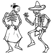 Coloriage Squelette couple dansant