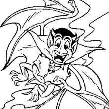 Coloriage Vampire déployant sa cape en forme de chauve-souris