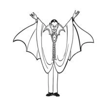 Coloriage Vampire déployant sa cape comme des ailes