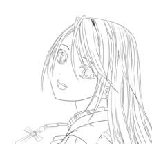 Coloriage Rosario Vampire jeune fille aux longs cheveux