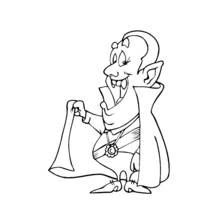 Coloriage Vampire tenant sa cape en souriant